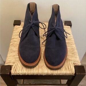 Ralph Lauren Navy Suede Chukka Boots with Brown Welt